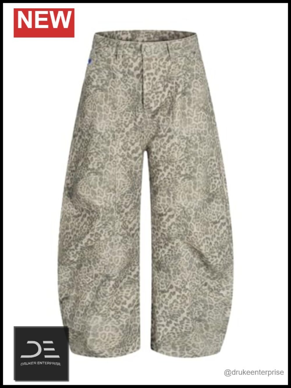 Vintage Leopard Baggy Barrel Jeans Y2K Boyfriend Streetwear Loose Denim